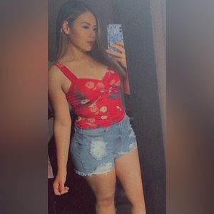 Denim high waist Ripped Shorts